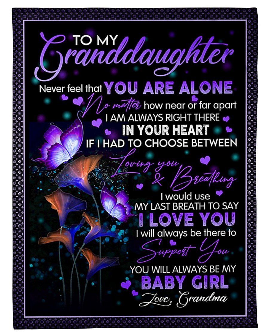 I Love You Purple Flowers Grandma To Granddaughter Fleece Blanket Fleece Blanket