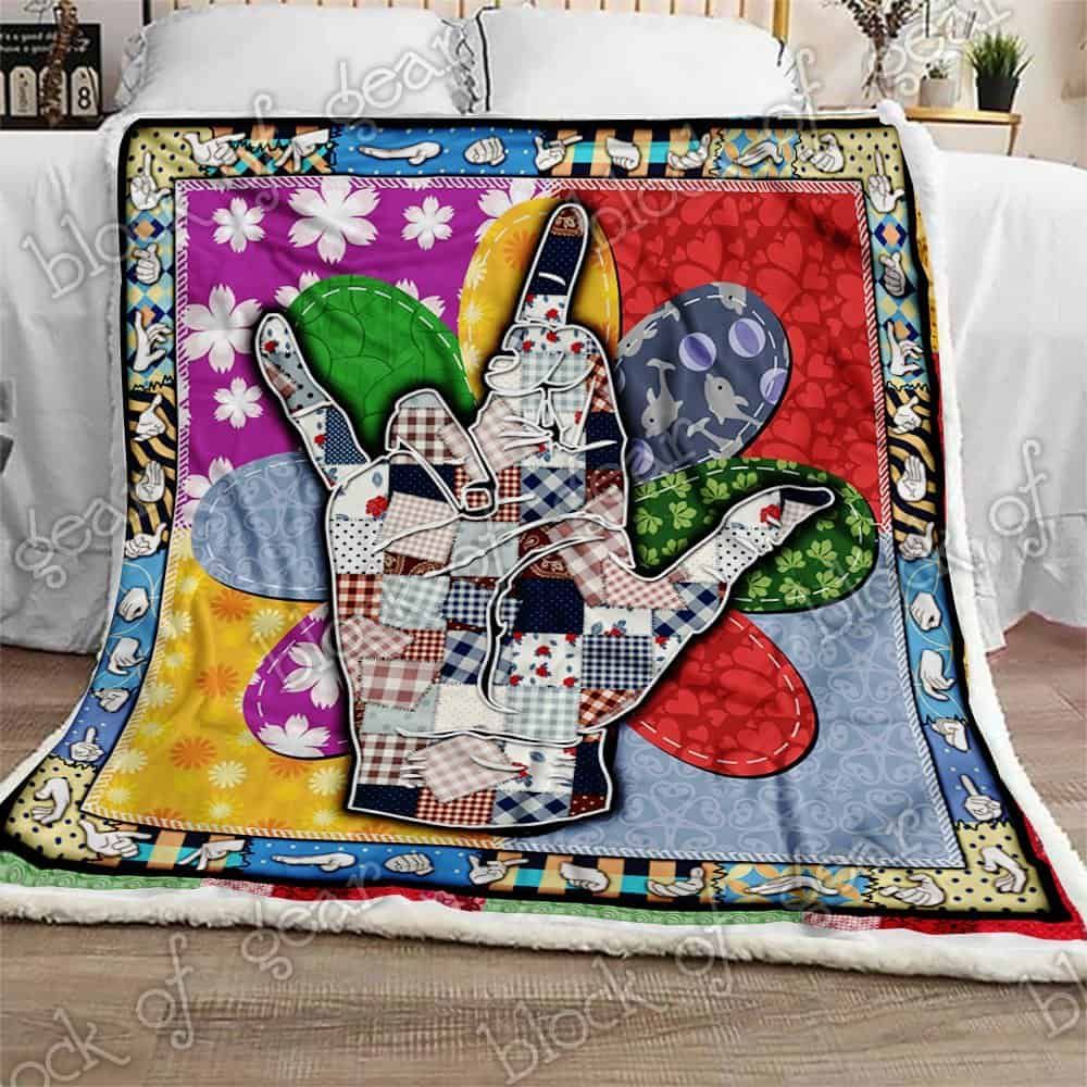 I Love You Sign Language Pride Fleece Blanket