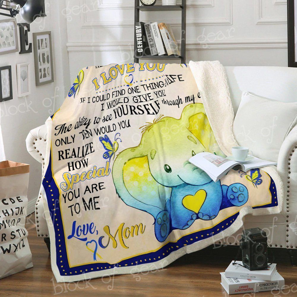 I Love You Son Elephant Sherpa Fleece Blanket
