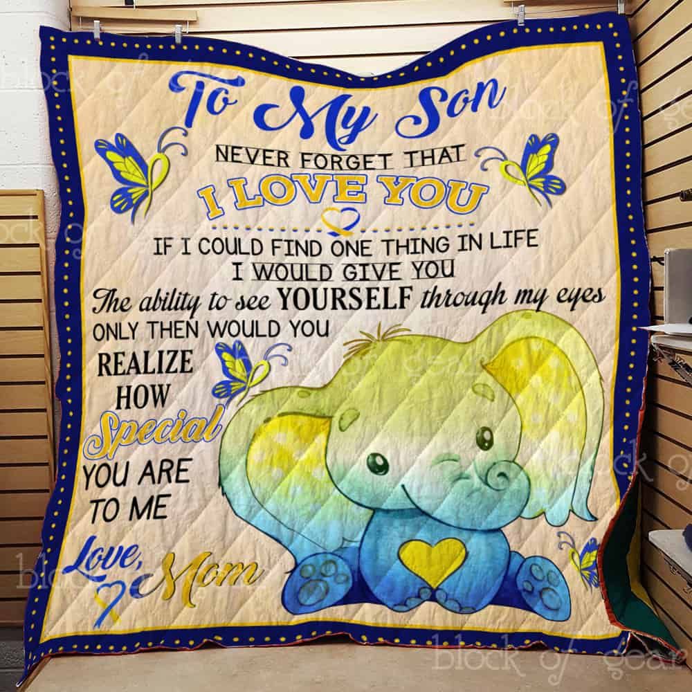 I Love You, Son Elephant CL2100276MDQ Quilt Blanket