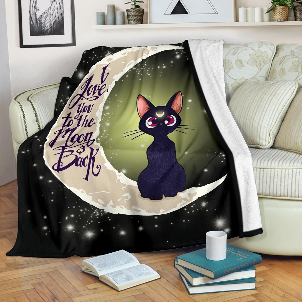 I Love You To The Moon And Back Cat Fleece Blanket