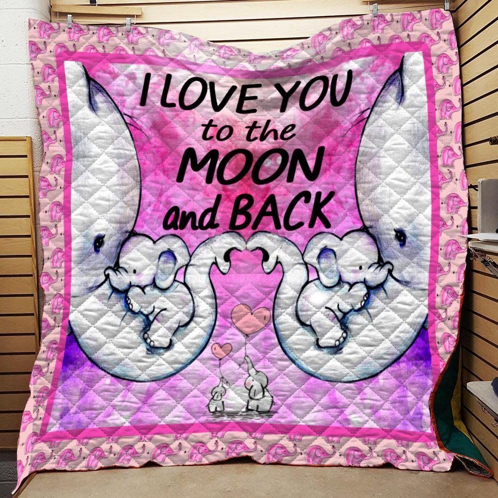 I Love You To The Moon And Back Elephant CLA270629 Quilt Blanket