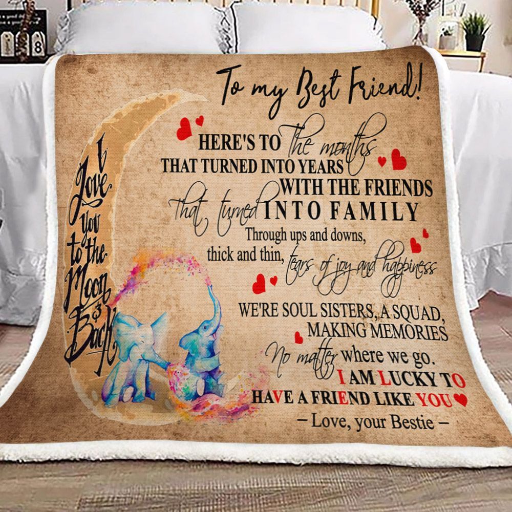 I Love You To The Moon And Back Elephant Sherpa Fleece Blanket