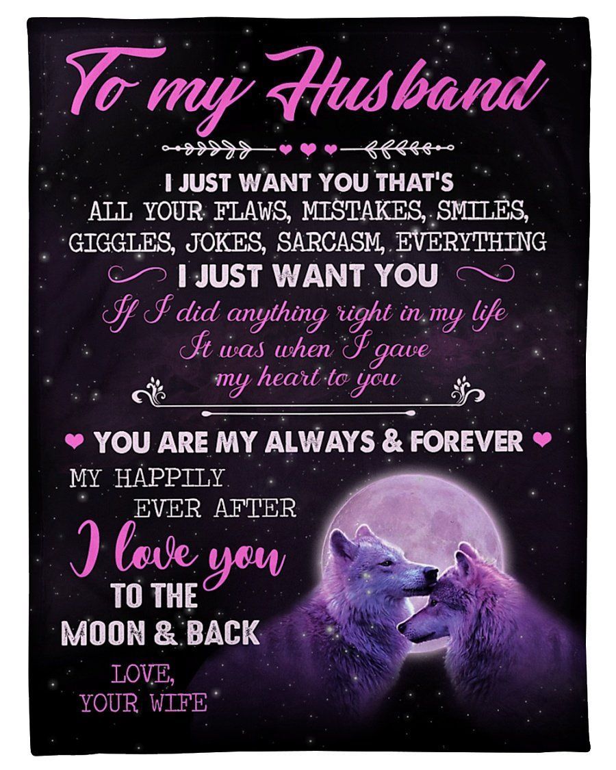 I Love You To The Moon And Back Lovely Message From Wife Gifts For Husbands Fleece Blanket
