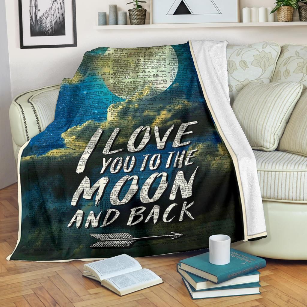 I Love You To The Moon And Back Printed Fleece Blanket