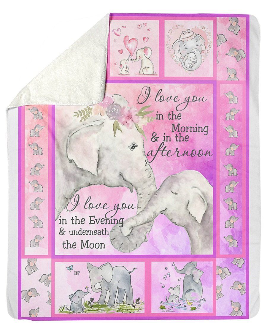 I Love You Underneath The Moon Elephants Design Gifts For Lovers Fleece Blanket