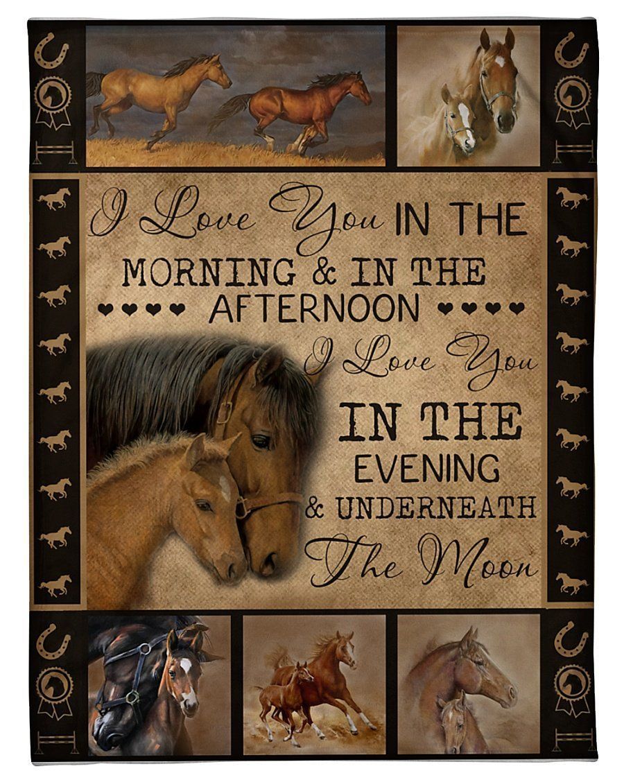 I Love You Underneath The Moon Horse Design Gifts For Lovers Fleece Blanket