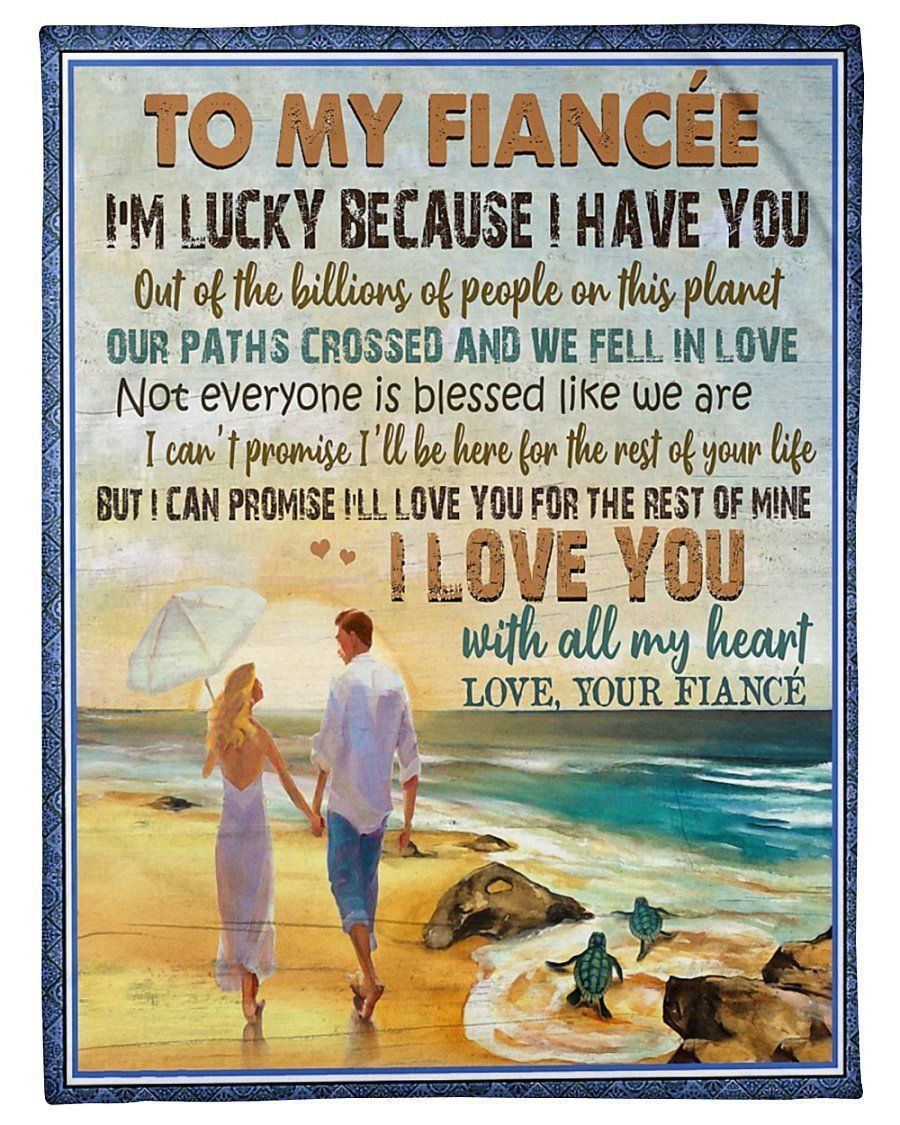 I Love You With All My Heart To Fiancee Fleece Blanket
