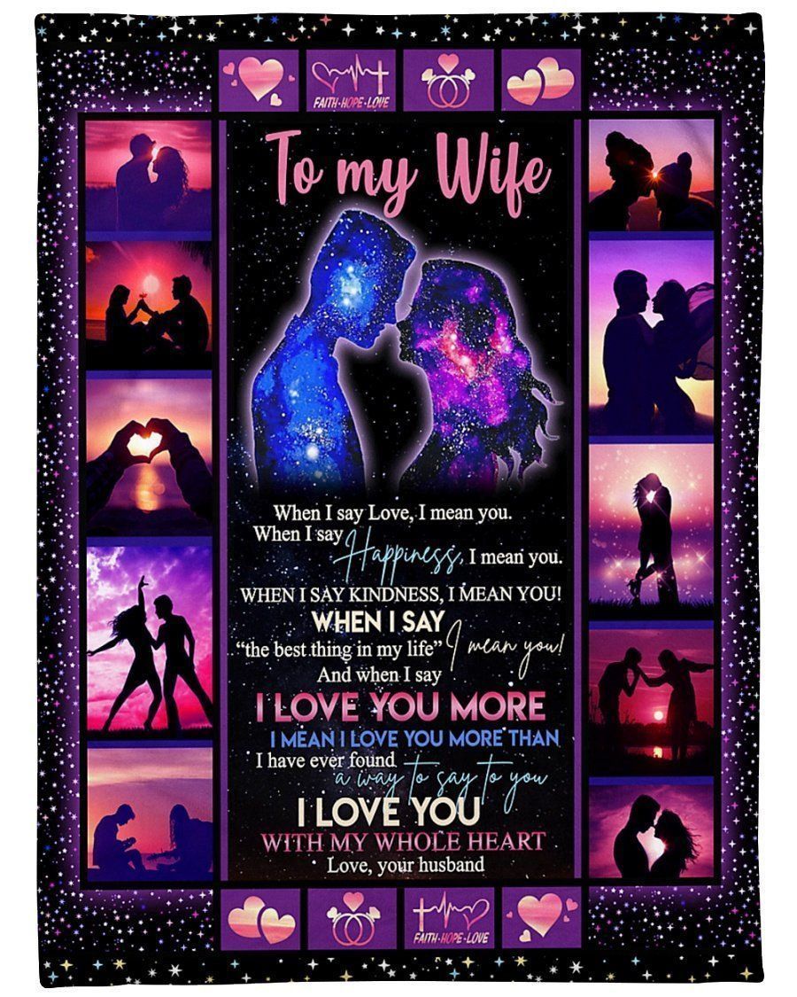 I Love You With My Whole Heart For Wife Fleece Blanket