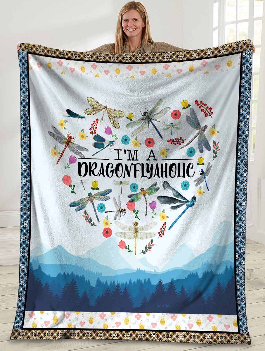 I’m A Dragonflyaholic Dragonfly Lovers Fleece Blanket