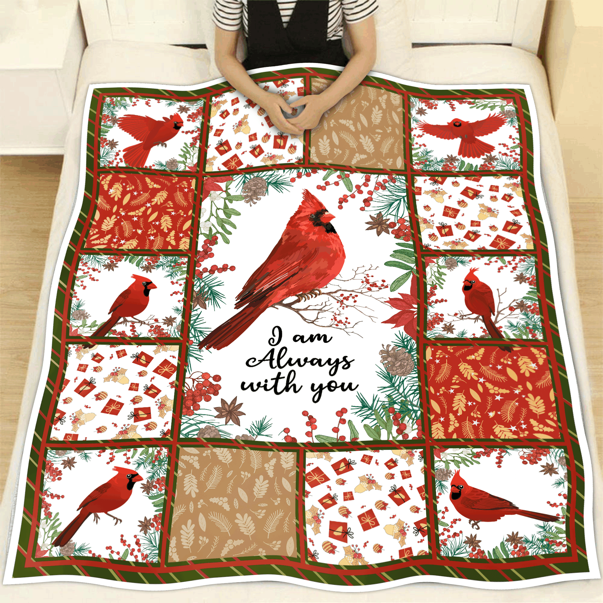 I’m Always With You Cardinal Bird Sherpa Fleece Blanket
