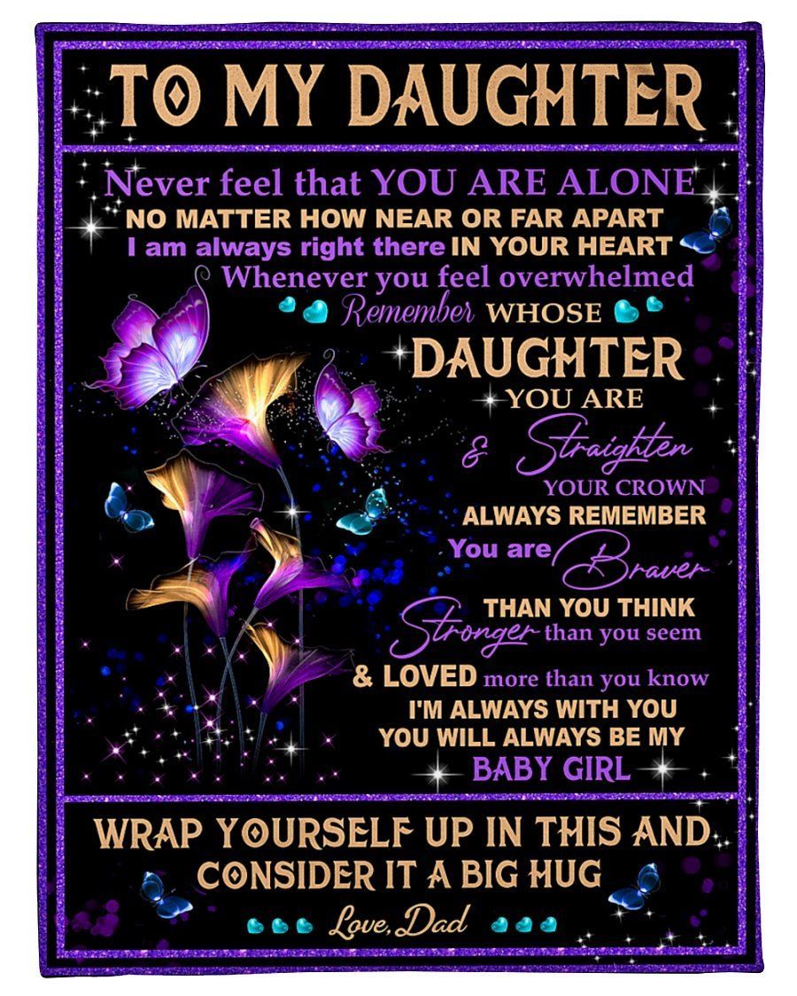 I’m Always With You Dad To Daughter Purple Flowers Fleece Blanket Fleece Blanket