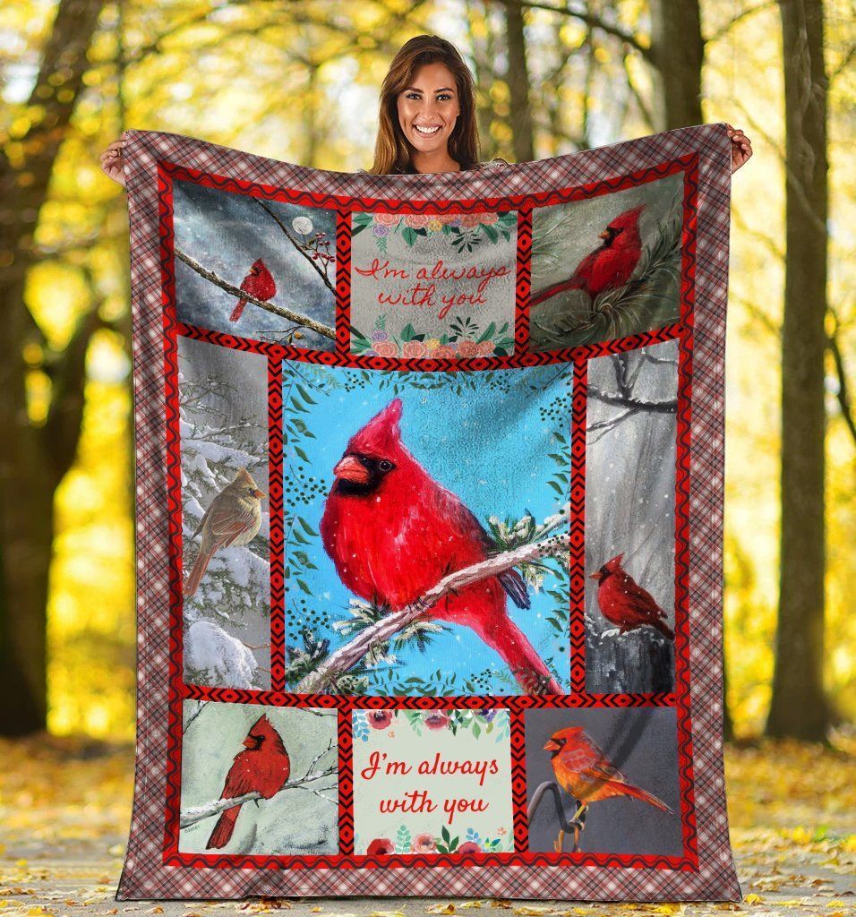 I’m Always With You Red Cardinal Bird Sherpa Fleece Blanket