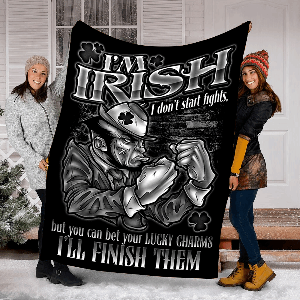 I’m Irish I Dont Fight St. Patrick’s Day Gift Sherpa Fleece Blanket