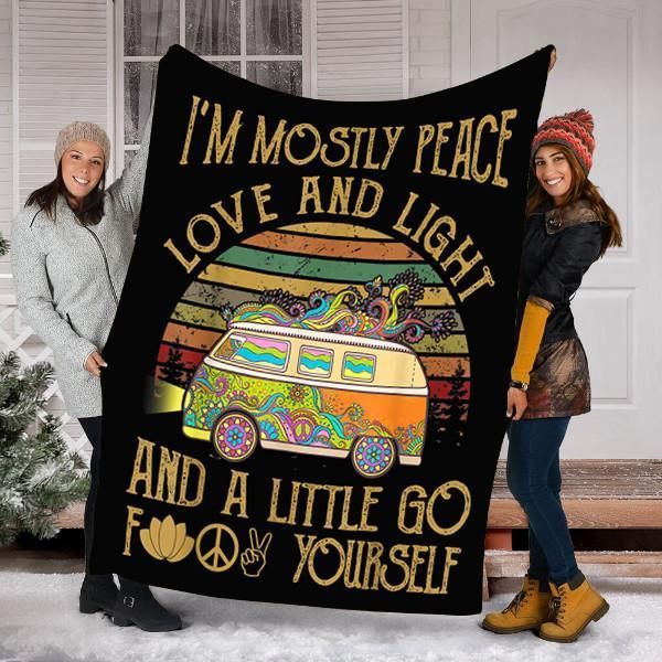 I’m Mostly Peace Love And Animals Sherpa Fleece Blanket