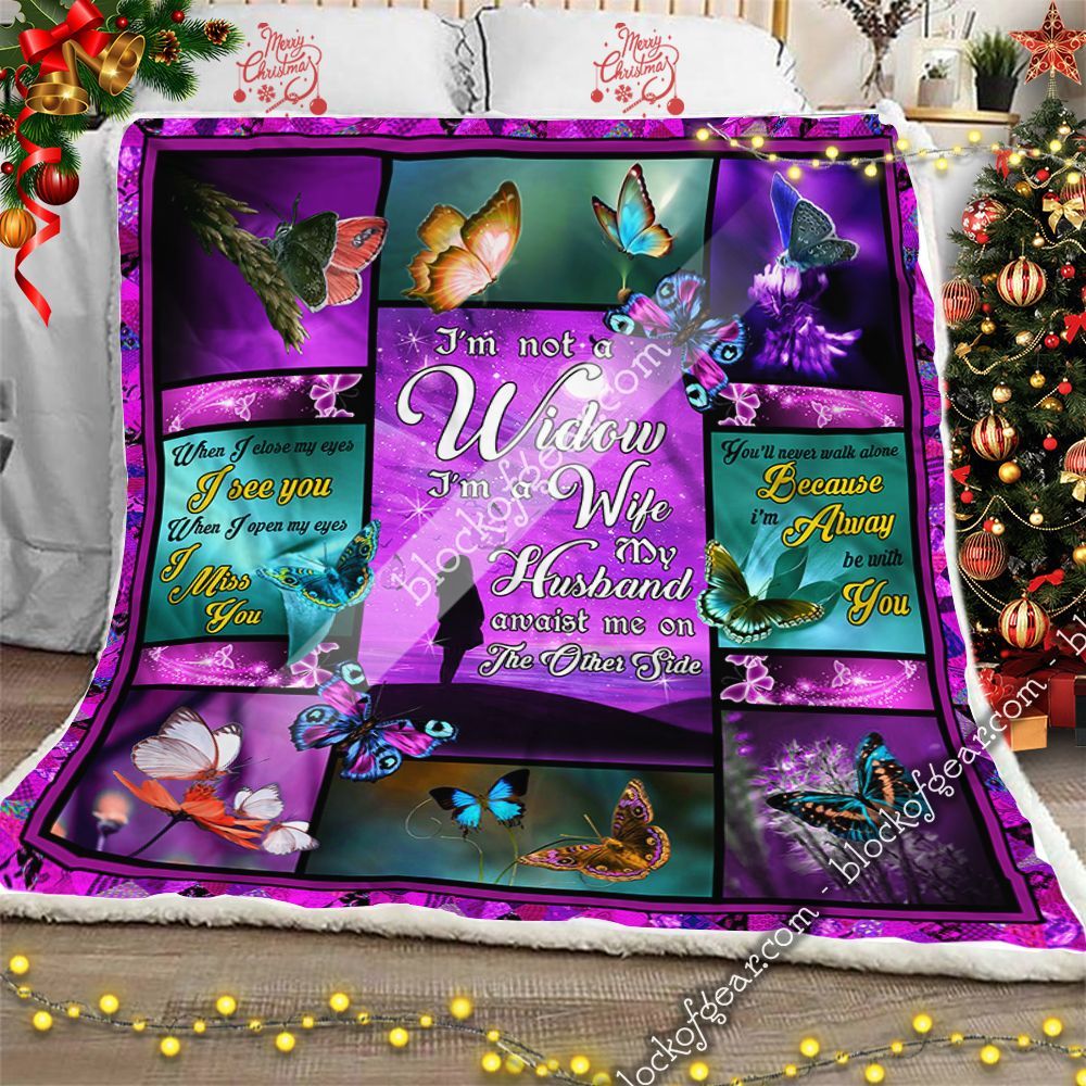 I’m Not A Widow I’m A Wife Butterfly Sherpa Fleece Blanket