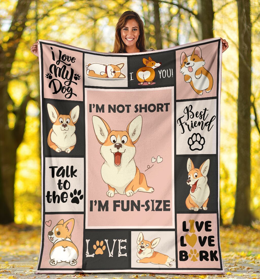 I’m Not Short I’m Fun Size Corgi Dog Fleece Blanket