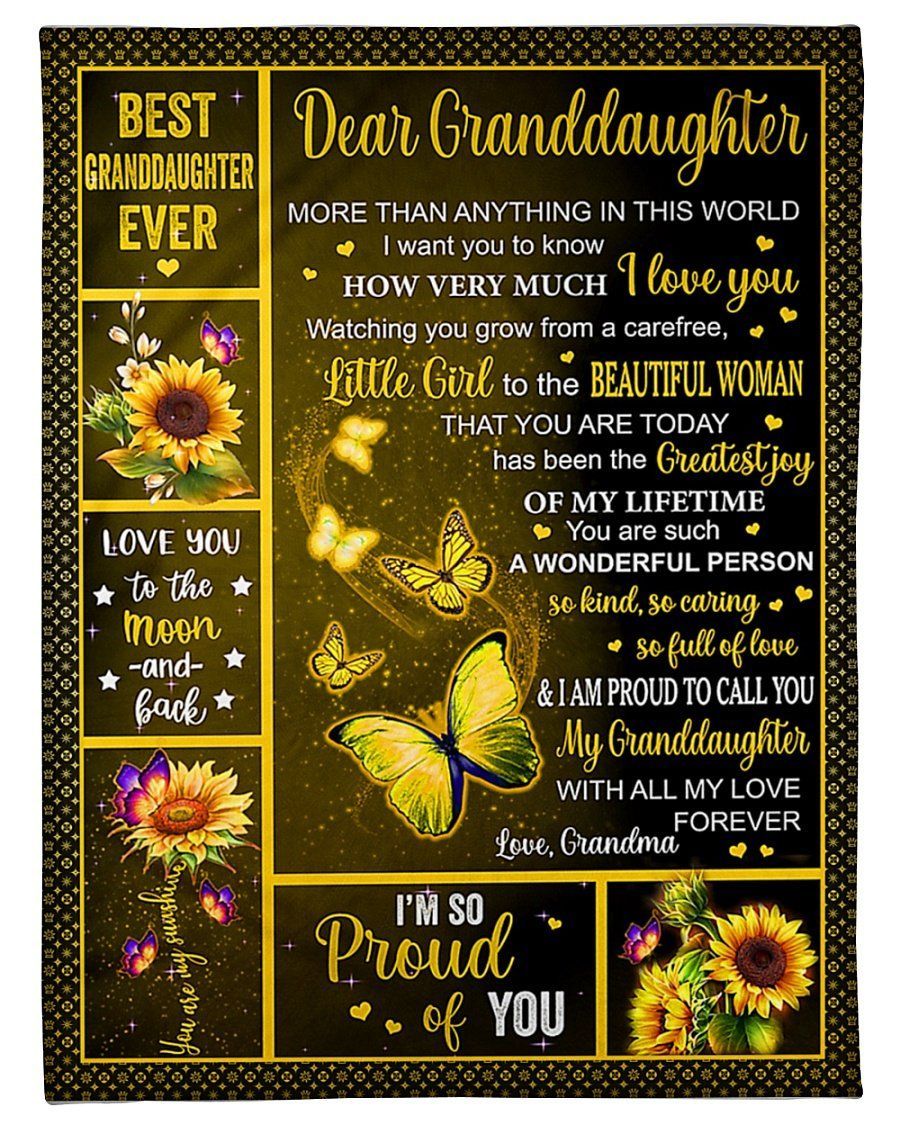 I’m So Proud Of You Yellow Butterflies To Granddaughter Fleece Blanket Fleece Blanket
