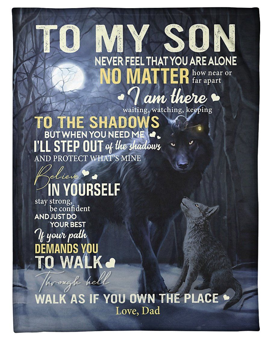 I’m There Black Wolf Papa To Son Fleece Blanket Fleece Blanket