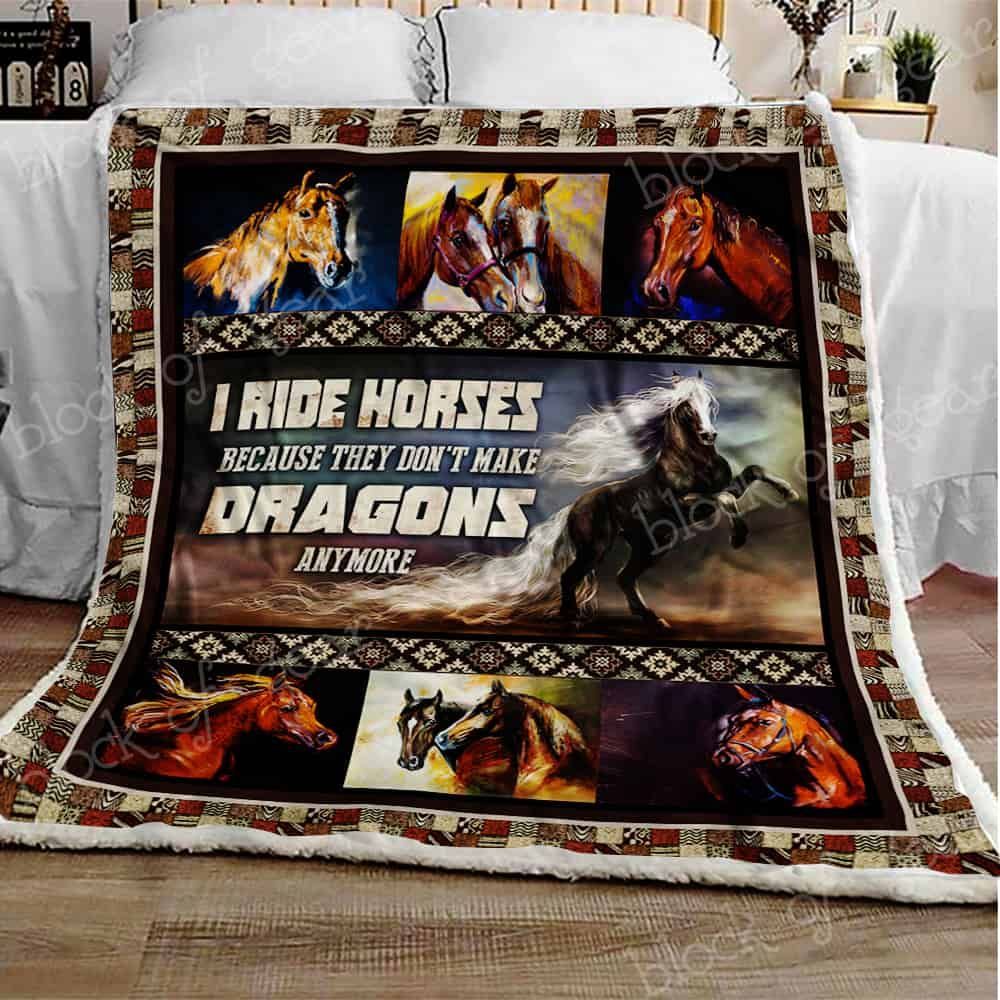 I Ride Horses Fleece Blanket
