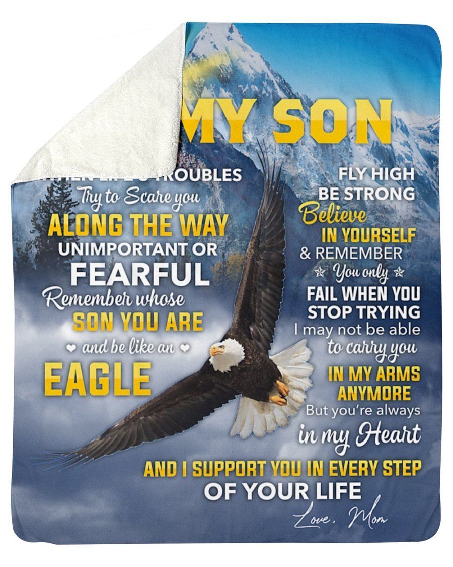 I Support You In Every Step Eagle Mom To Son Fleece Blanket Sherpa Blanket