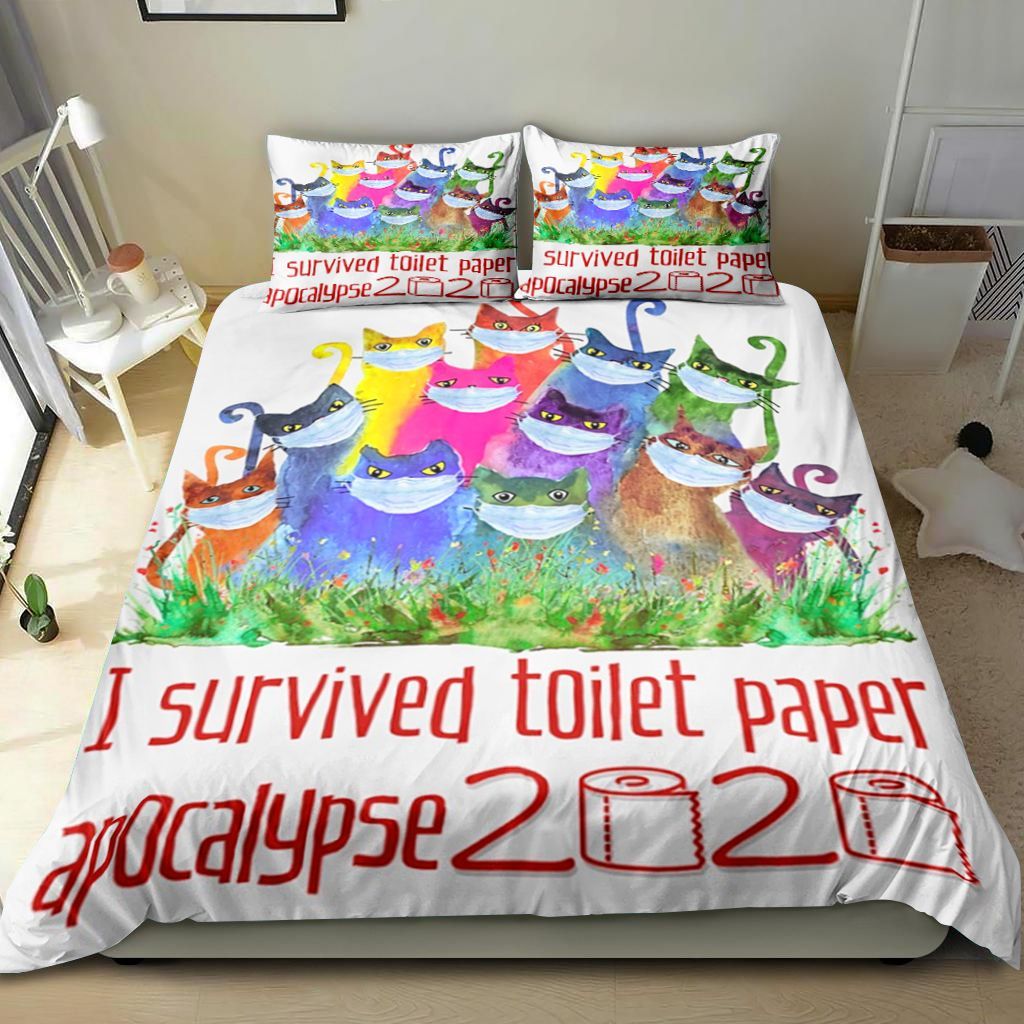 I Survived Toilet Paper Apocalyse Cat Bedding Set