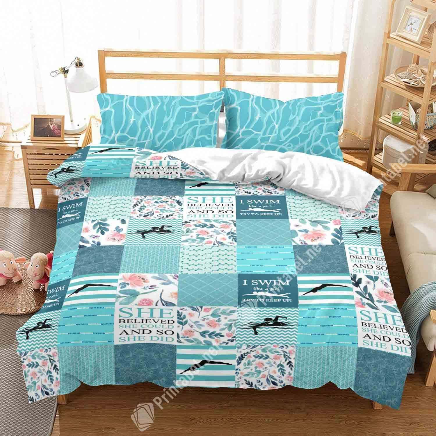 I Swim Like A Girl Bedding Set