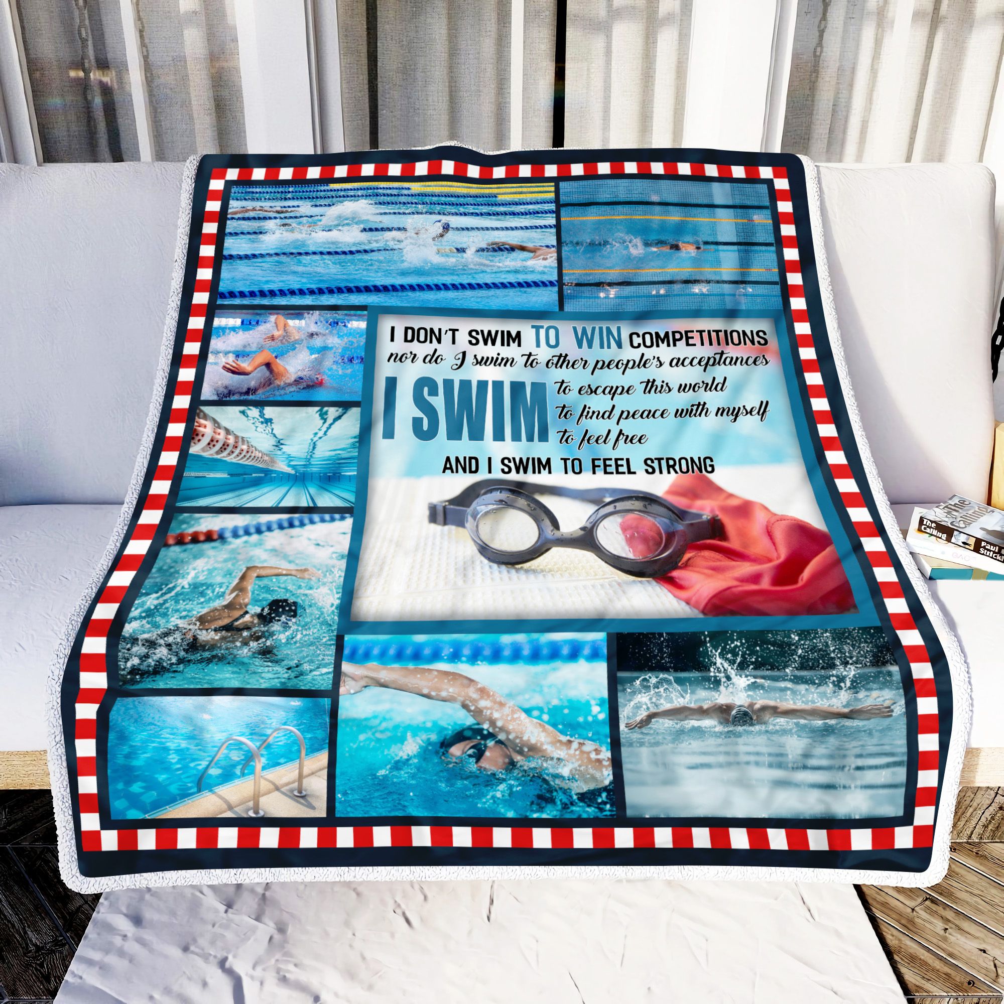 I Swim To Feel Strong Fleece Blanket
