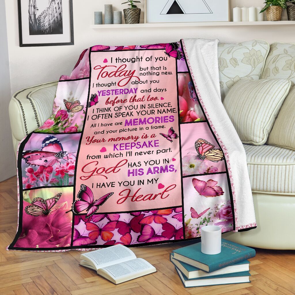 I Thought Of You Butterfly Sherpa Fleece Blanket