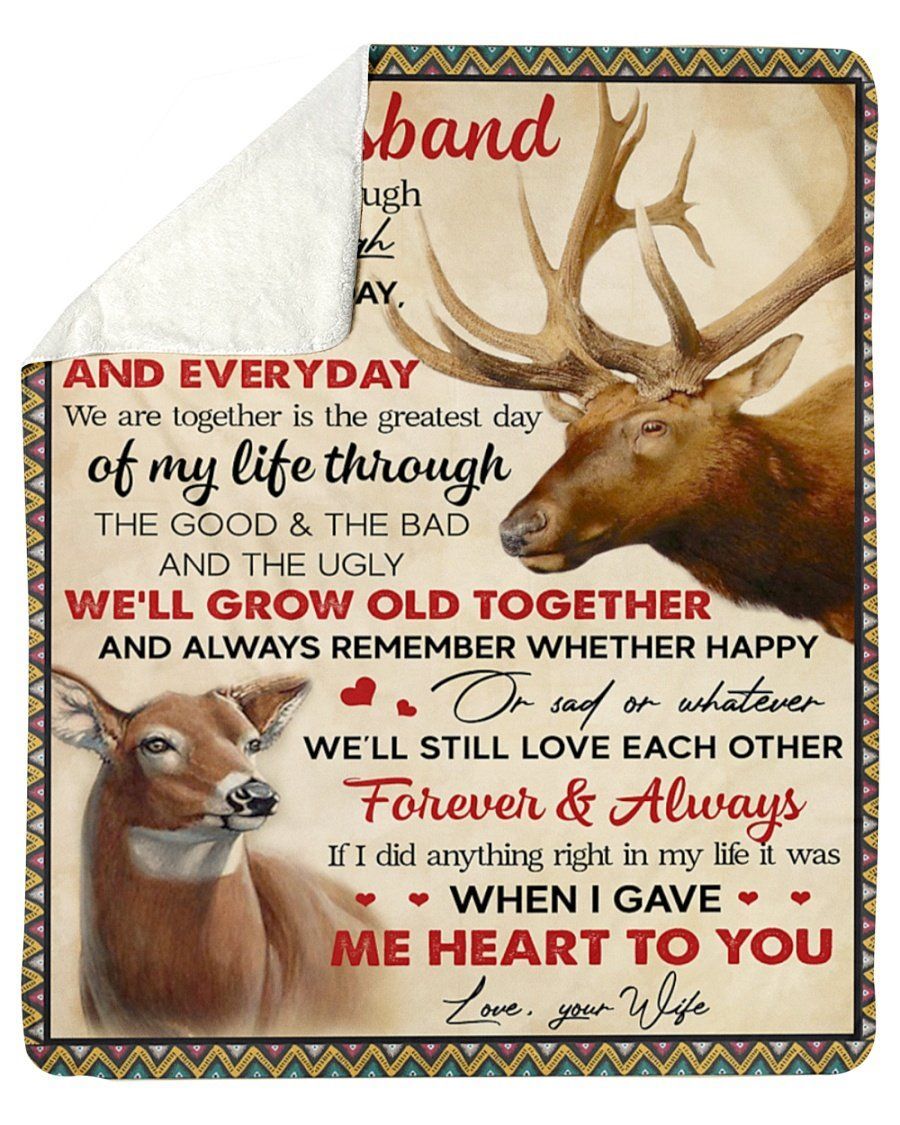 I Want You Through And Through Deer Wife To Husband Fleece Blanket Sherpa Blanket