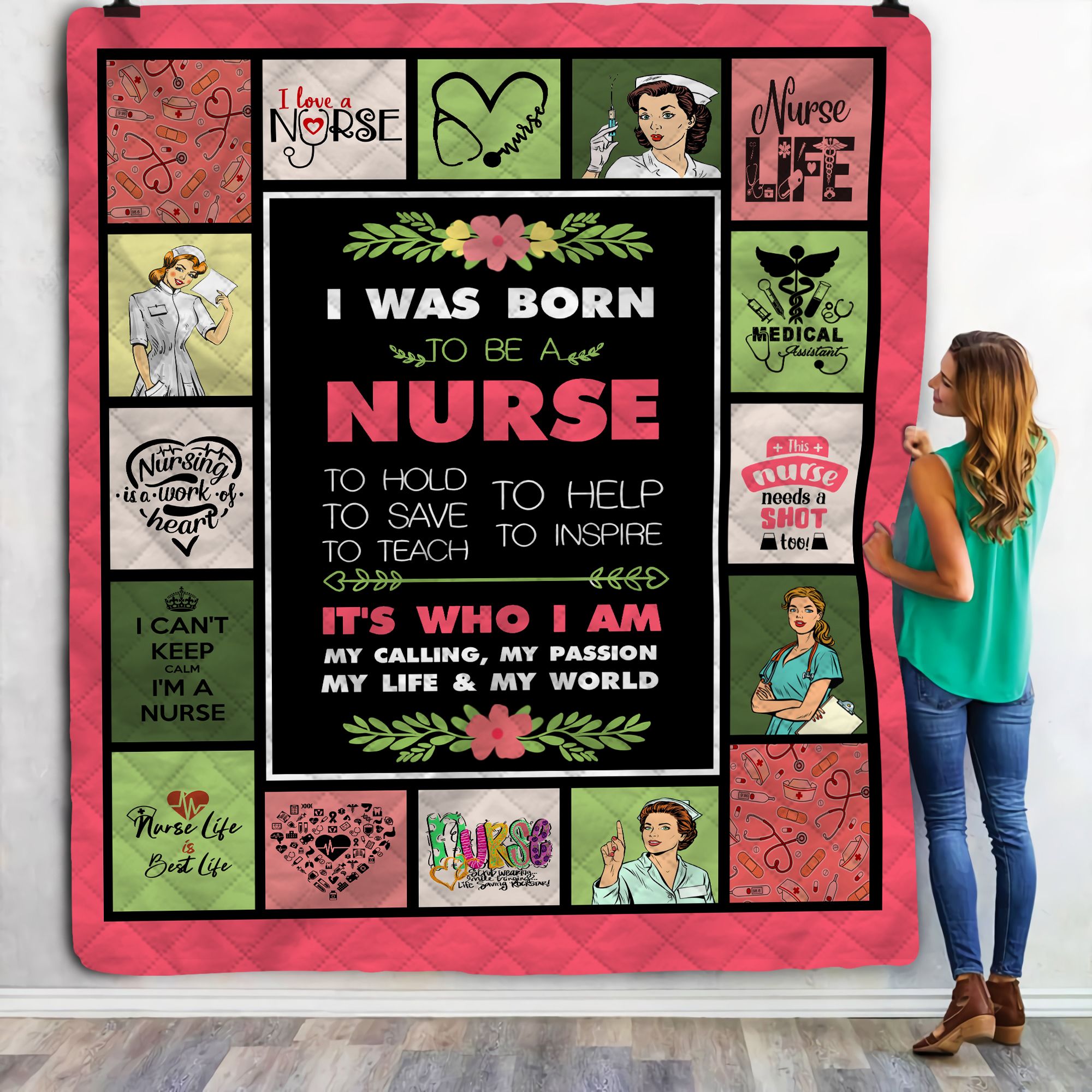 I Was Born To Be A Nurse Fleece Blanket