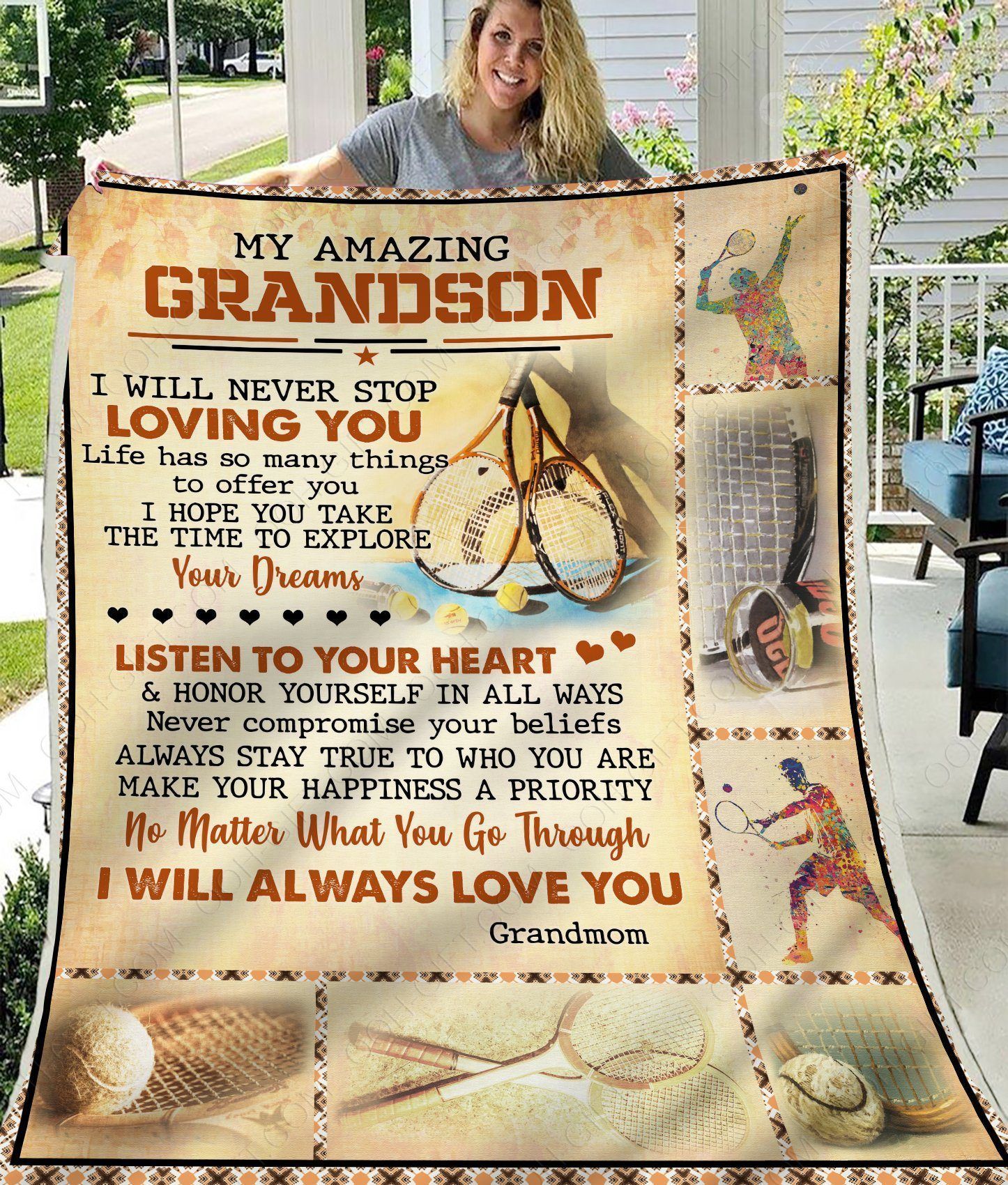 I Will Always Love You Gift For Grandson Fleece Blanket