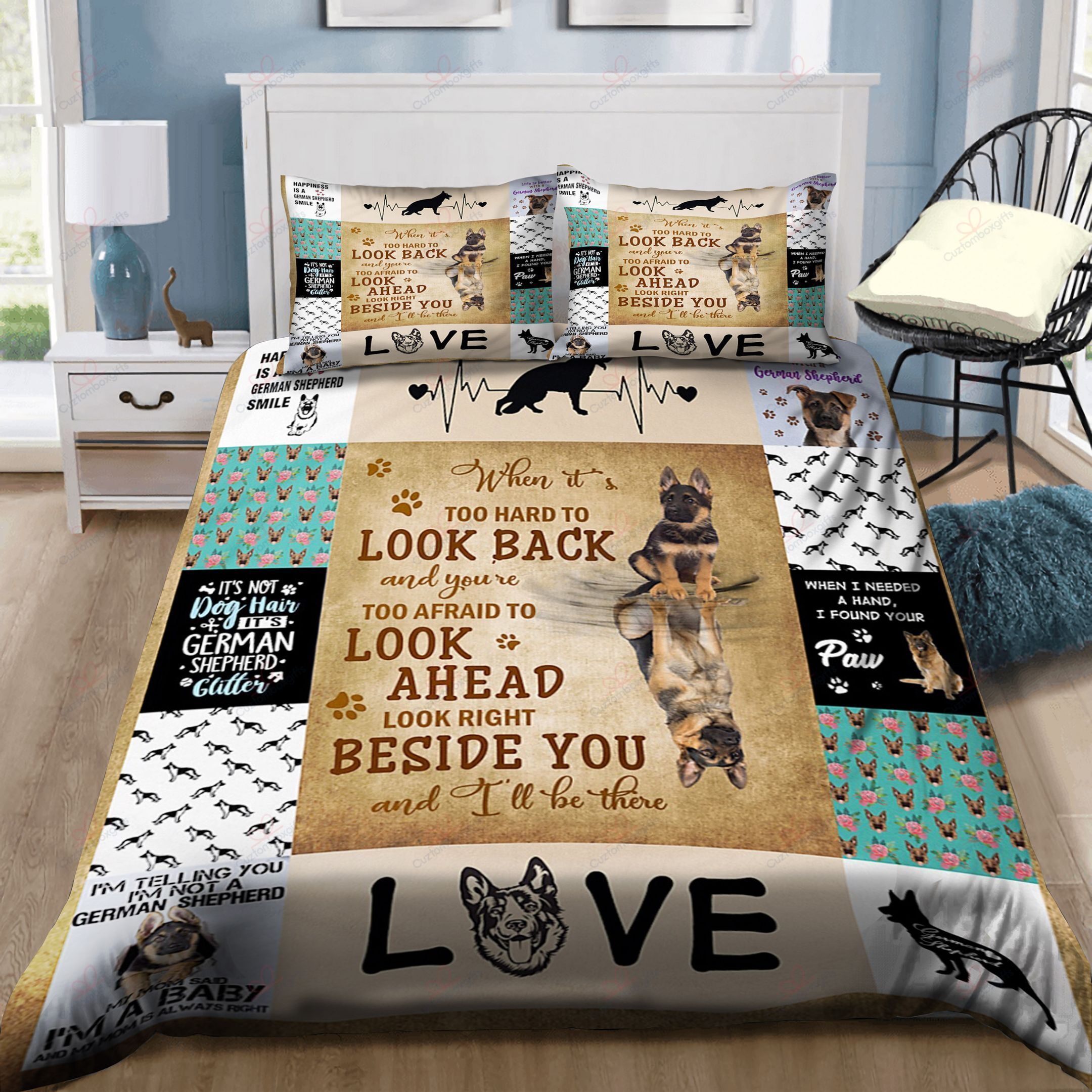 I Will Be There German Shepherd Bedding Set