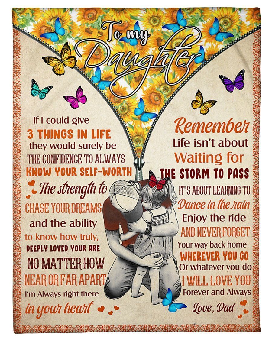 I Will Love You Forever Butterflies Dad To Daughter Fleece Blanket Fleece Blanket