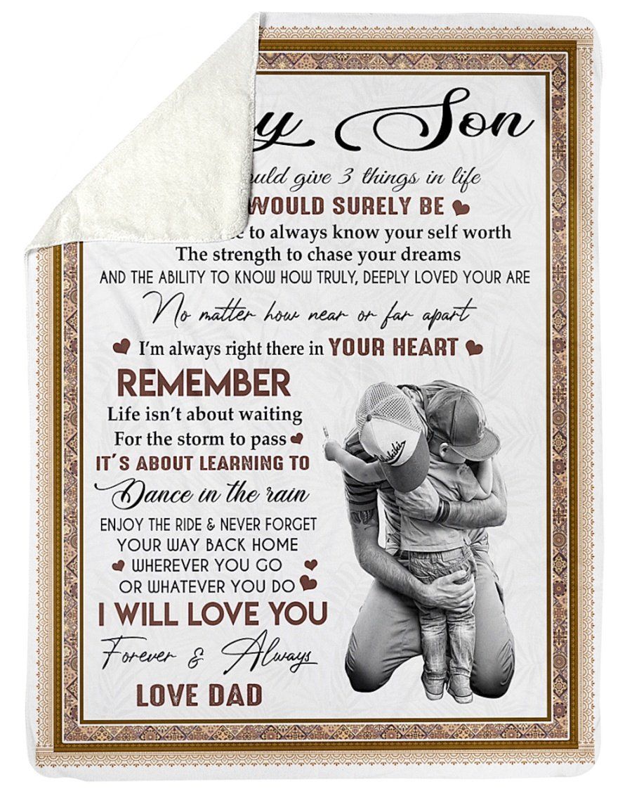 I Will Love You Forever Dad To Son Fleece Blanket Sherpa Blanket
