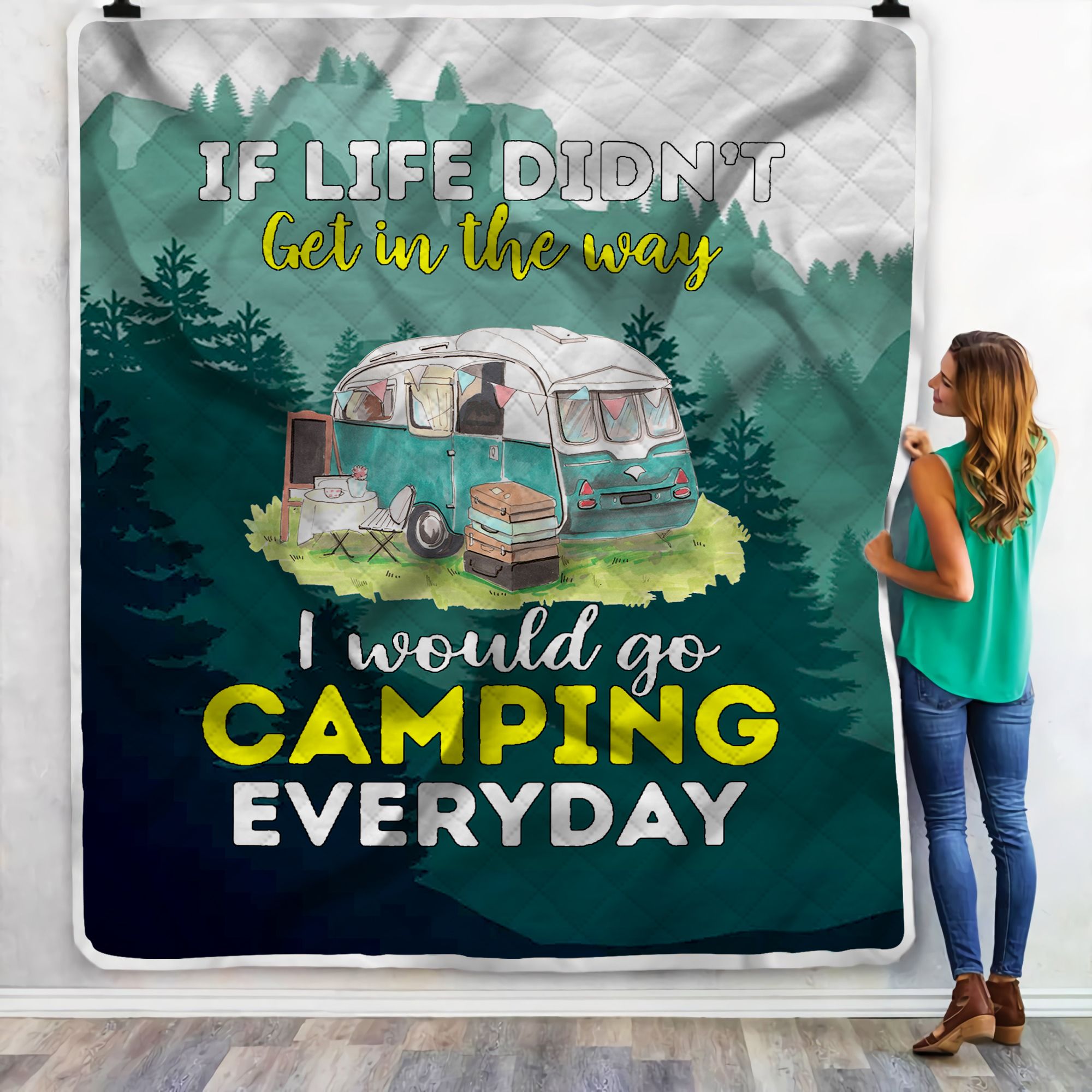 I Would Go Camping Every Day Fleece Blanket