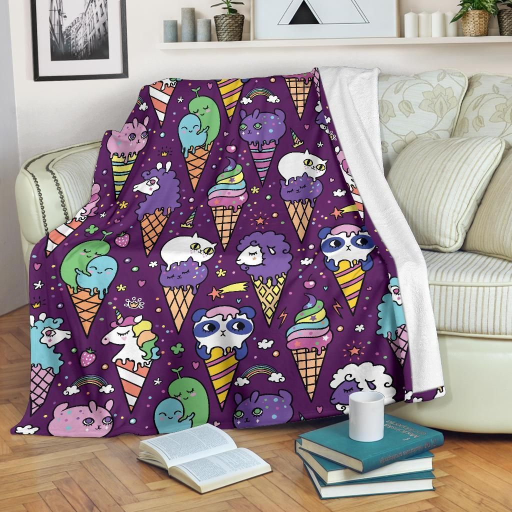 Ice Cream Pattern Print Design Cool Fleece Blanket