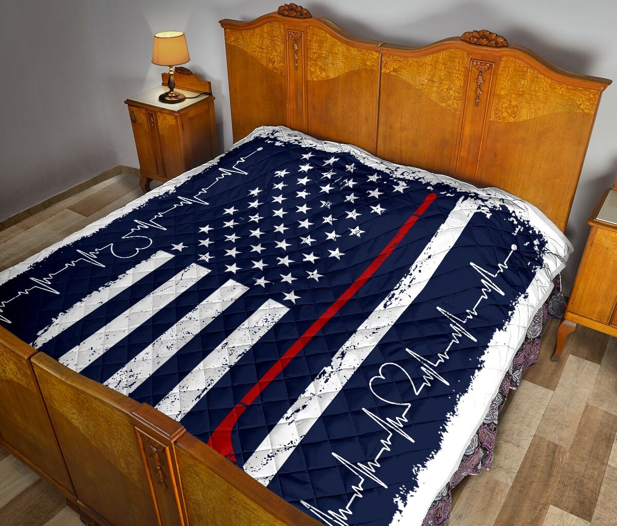 Ice Hockey America Flag Quilt Blanket Dhc1312713Dd