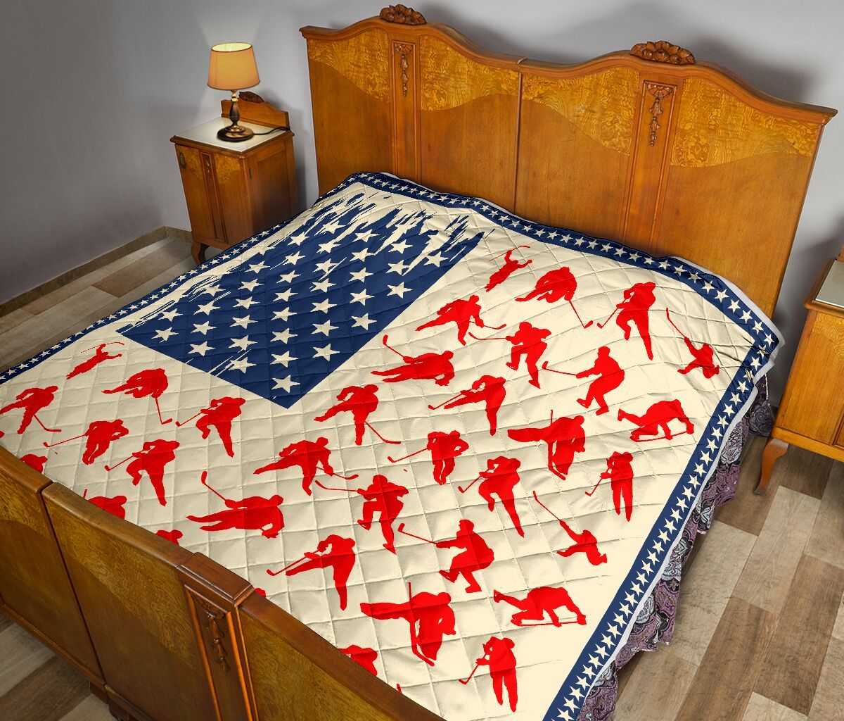 Ice Hockey American Flag Quilt Blanket Dhc1312797Dd