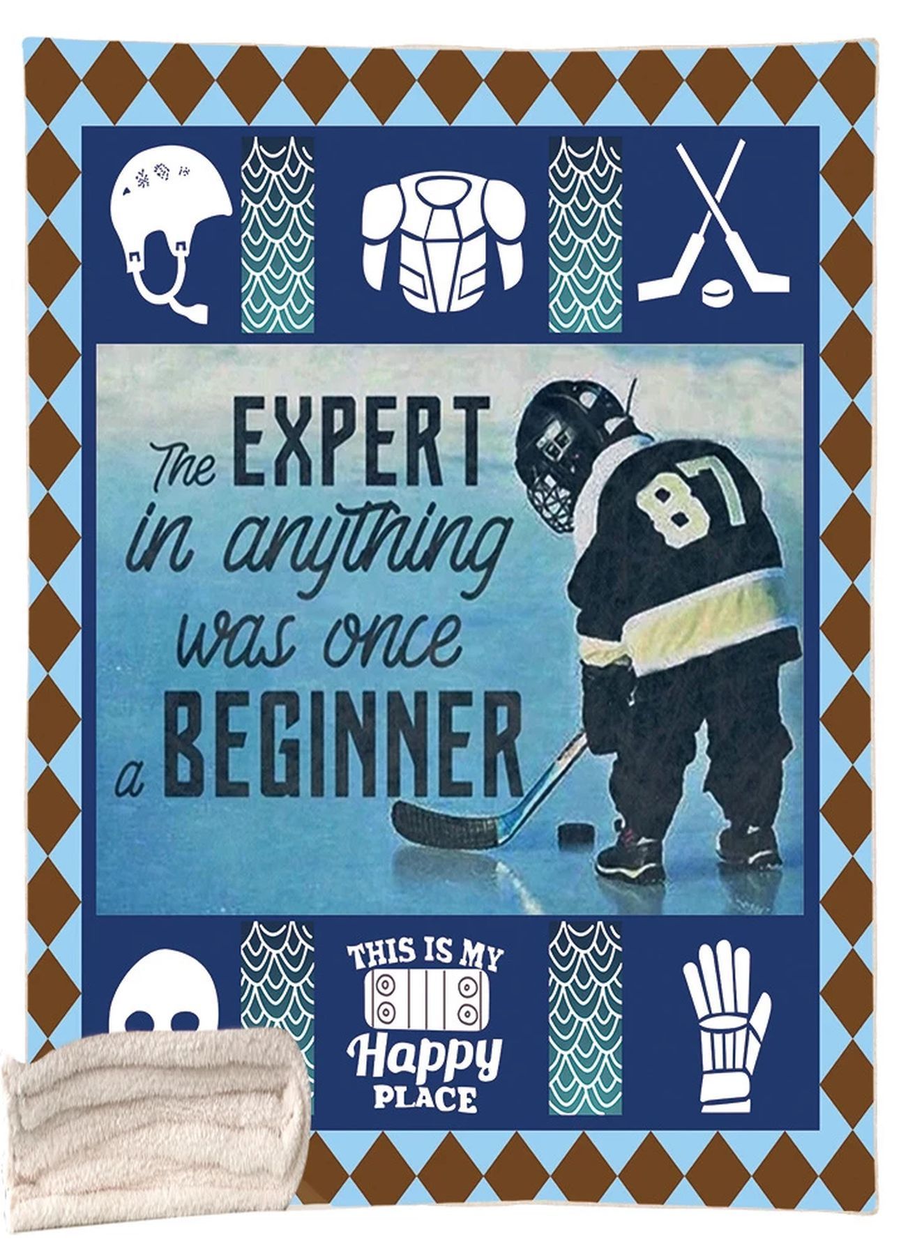 Ice Hockey Beginner Sherpa Fleece Blanket