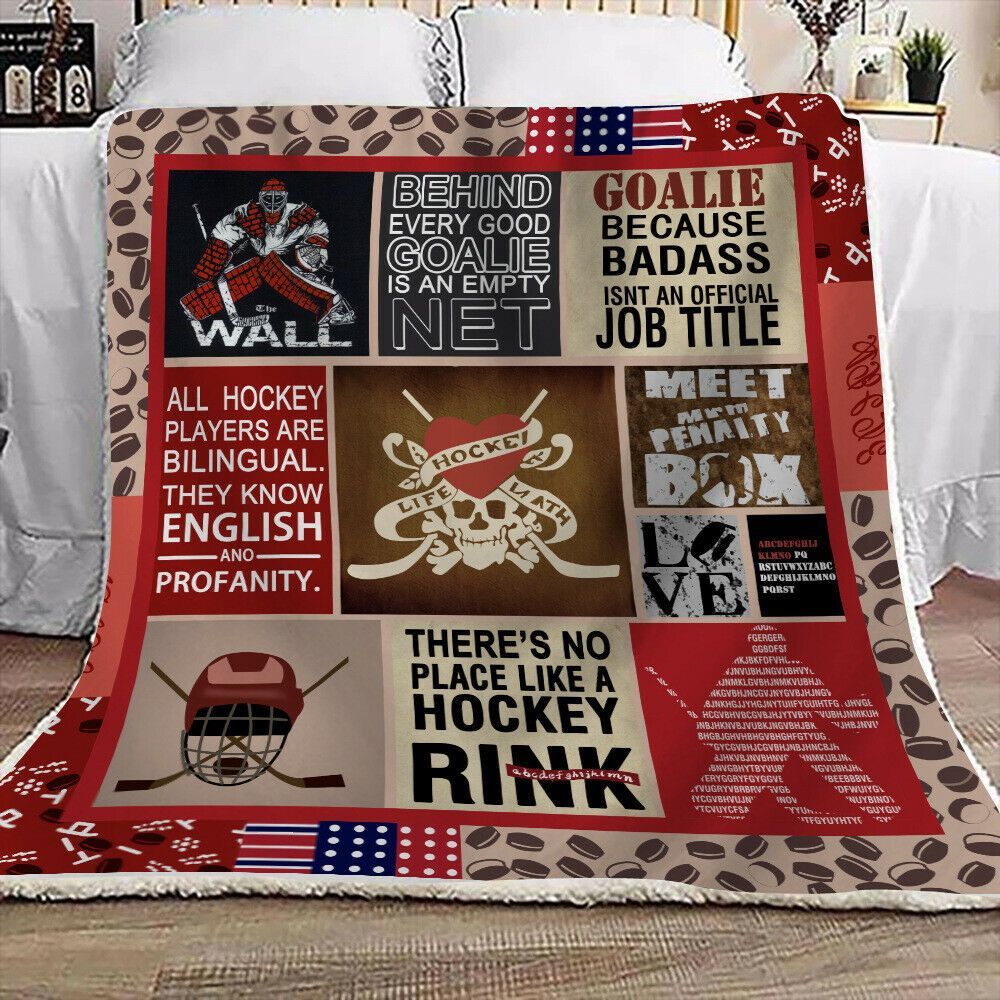 Ice Hockey Sherpa Fleece Blanket