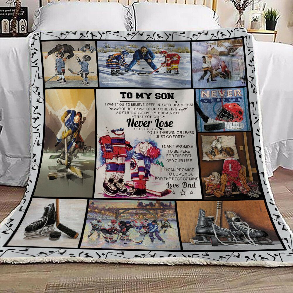 Ice Hockey Sherpa Fleece Blanket