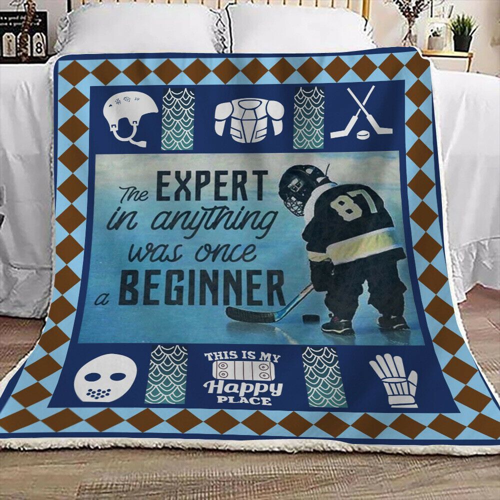 Ice Hockey Sherpa Fleece Blanket