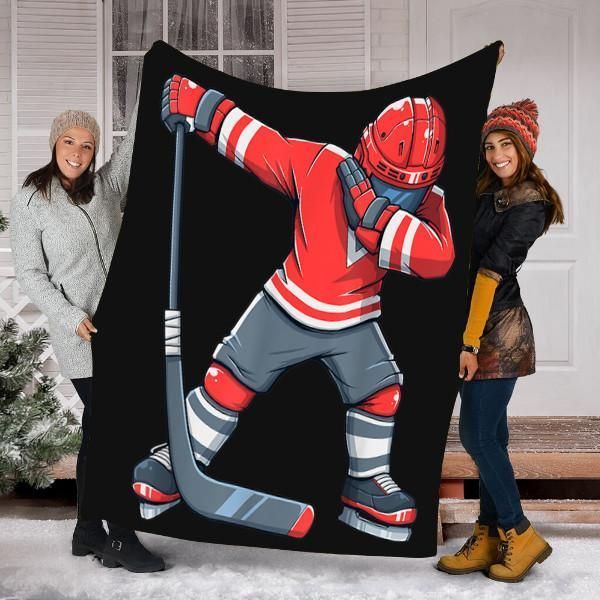 Ice Hockey Dab Sherpa Fleece Blanket