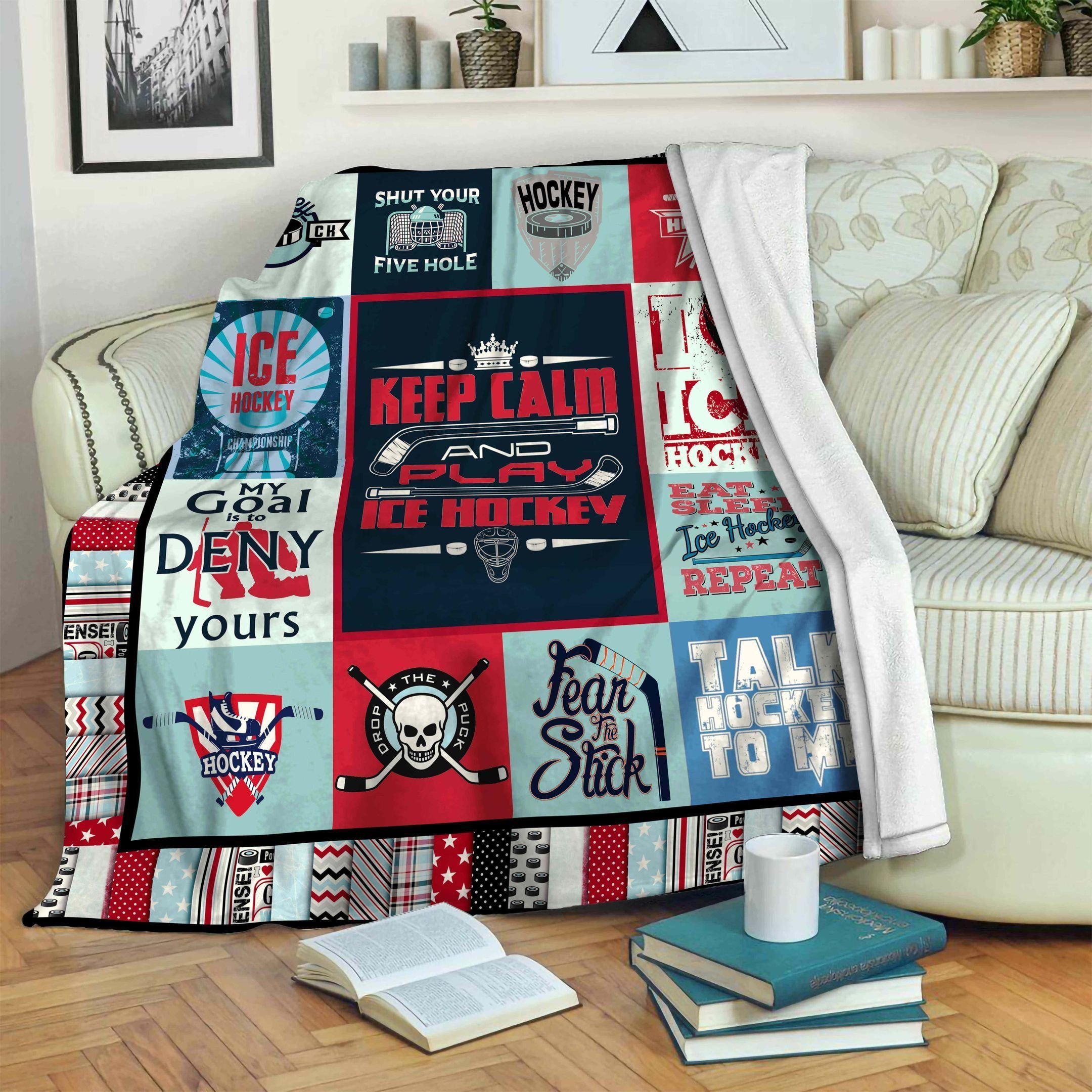Ice Hockey Fleece Blanket