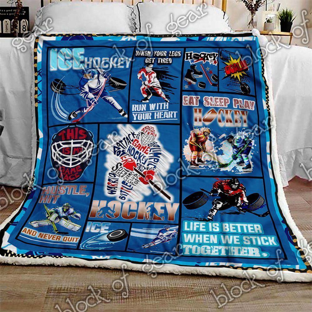 Ice Hockey Sherpa Fleece Blanket
