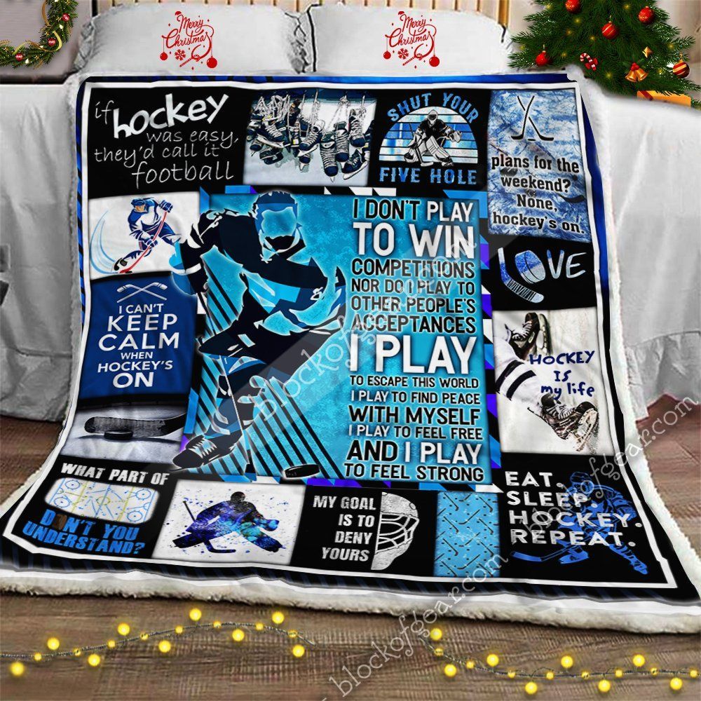 Ice Hockey Sherpa Fleece Blanket