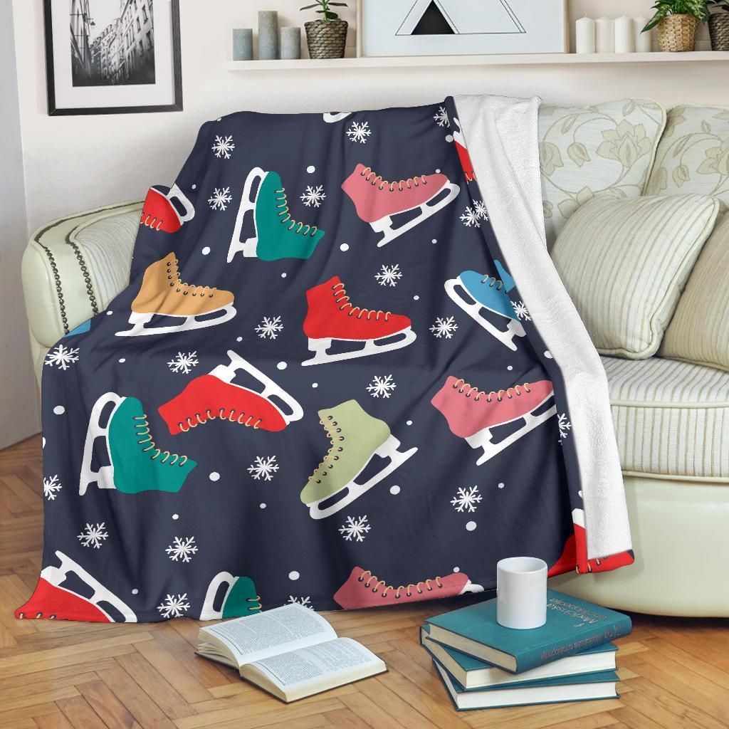 Ice Skate Pattern Sherpa Fleece Blanket