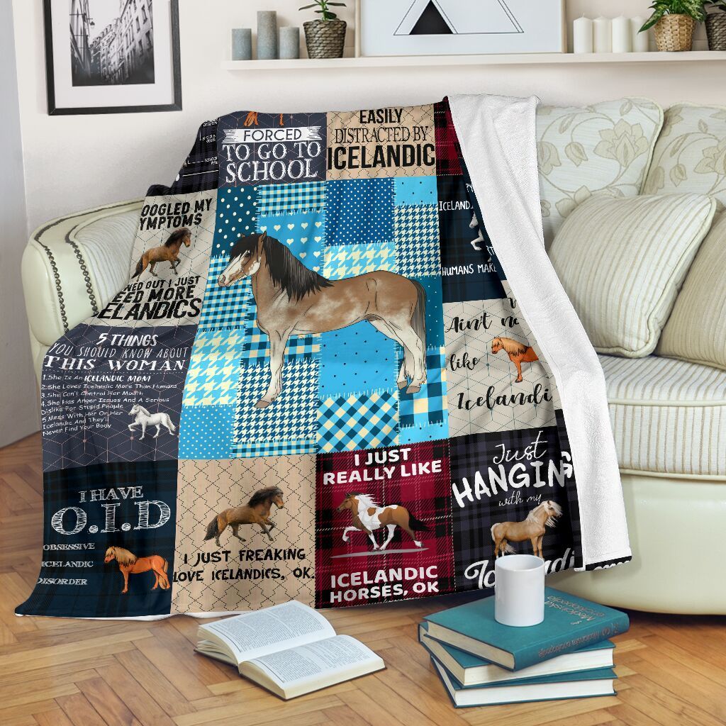 Icelandic Horse Sherpa Fleece Blanket