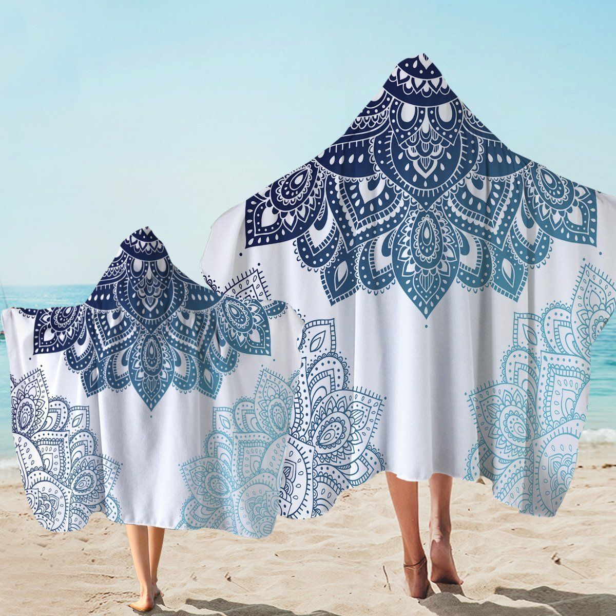 Icy Mandala Wheels Printed Hooded Towel